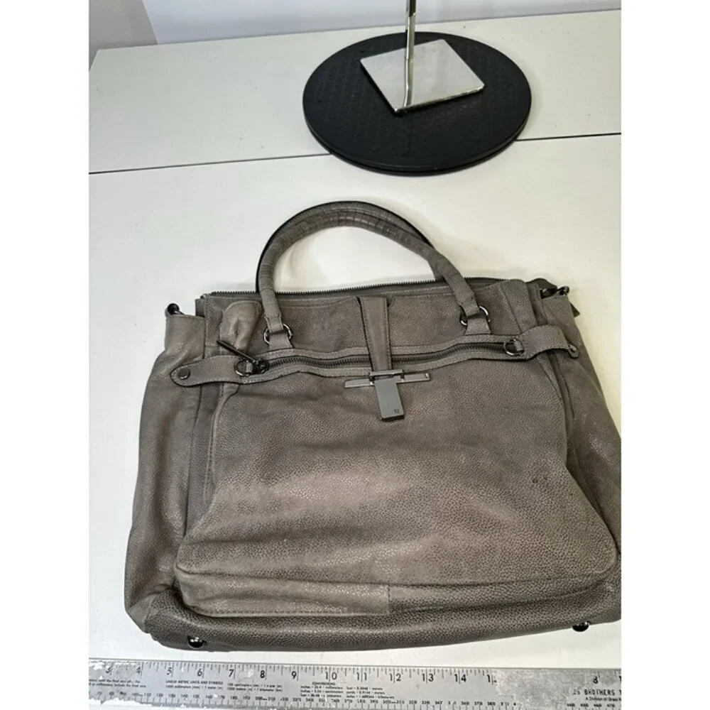 Elliott Lucca Gray Leather Handbag (missing Crossbody Strap)